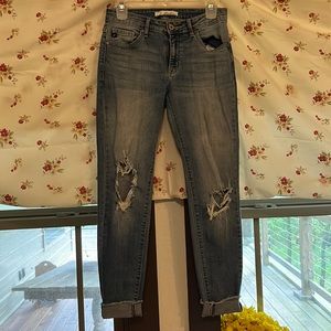 light mid-rise ripped skinny jeans